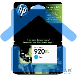 Картридж струйный HP 920XL CD972AE голубой для HP OJ 6000/6500