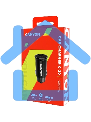 Автомобильный адаптер Canyon, PD 20W Pocket size car charger, input: DC12V-24V, output: PD20W, support iPhone12 PD fast charging, Compliant with CE RoHs, Size: 50.6*23.4*23.4, 18g, черный