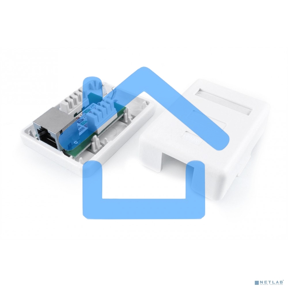 Розетка компьютерная Hyperline SB1-1-8P8C-C6-SH-WH RJ-45(8P8C), категория 6, экранированная, одинарная, внешняя, Dual IDC