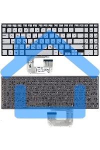 Клавиатура для ноутбука Asus UX561UA Q505UA серебристая без рамки, с подсветкой
