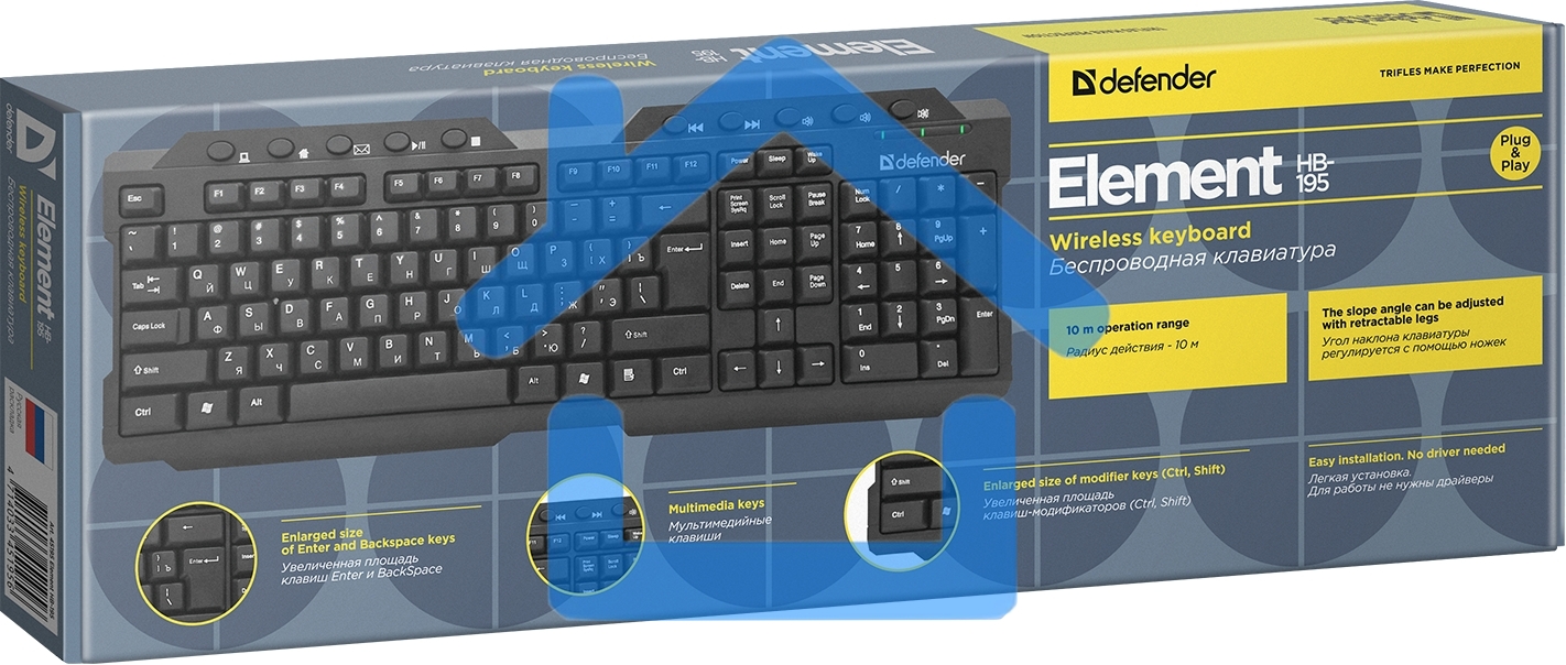 Клавиатура Defender Element HB-195 RU беспроводная USB черный