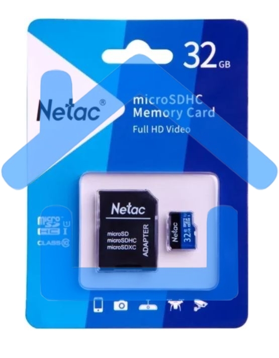 Флеш карта microSDHC 32Gb Netac P500 <NT02P500STN-032G-R> (с SD адаптером) 80MB/s