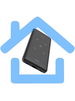 Портативный аккумулятор Powerbank HOCO J50 Surf, с беспроводной зарядкой, 2A, 10000 mAh, черный