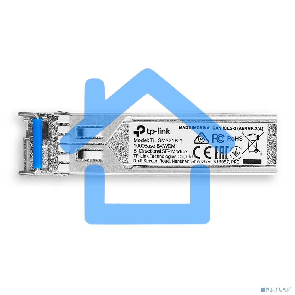 Модуль TP-Link SFP 1000Base-BX WDM Bi-Directional SFP module, TX: 1310 nm and RX: 1550 nm, 1 LC Simplex port, up to 2 km transmission distance in 9/125 μm SMF (Single-Mode Fiber), Supports Digital Diagnostic Monitoring (DDM).