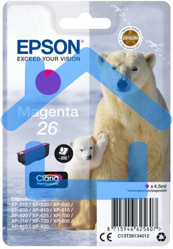 Картридж струйный Epson (C13T26134012/C13T26134010) пурпурный для Epson XP-70(300стр.)