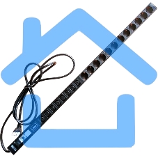 Вертикальный блок розеток, 4xC19 + 20xC13, 250V, 32A, A/V-метр, шнур 3 метра, вилка IEC309