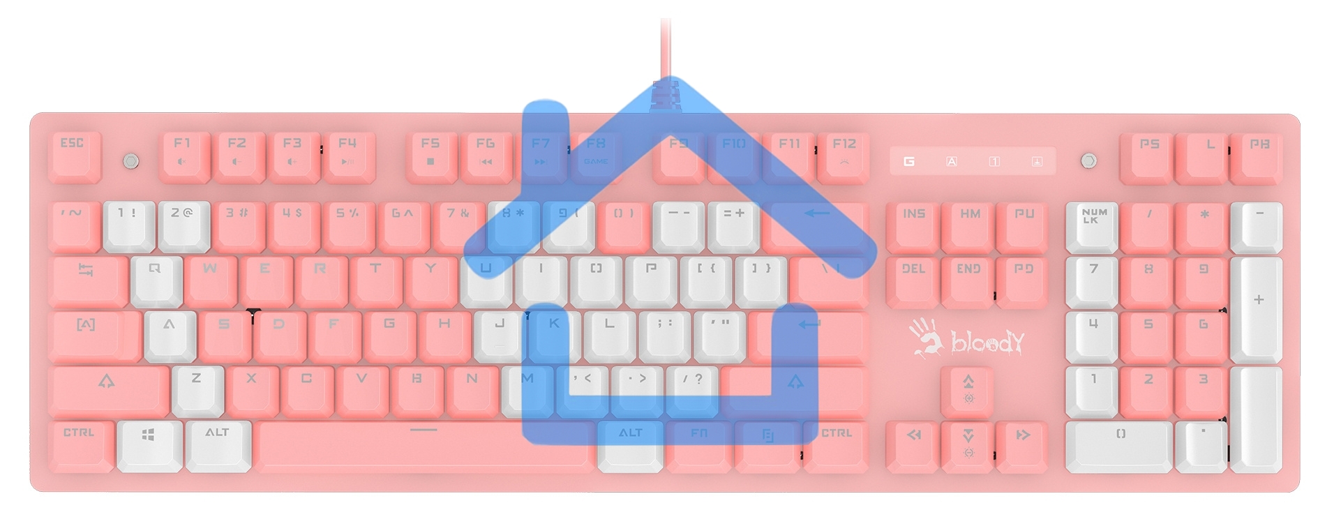 Клавиатура A4Tech Bloody B800 Dual Color проводная USB розовый/белый