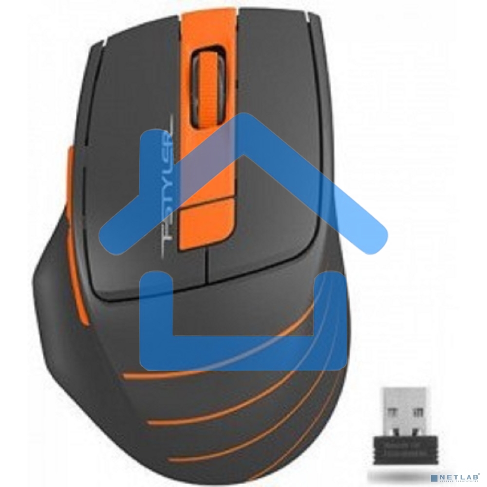 Мышь беспроводная A4Tech Fstyler FG30 серый/оранжевый, 2000 dpi, радиоканал, USB, кнопки - 5