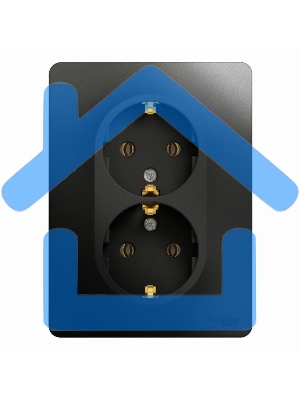 Розетка 2-м Glossa 16А с заземл. в сборе антрацит SchE GSL000724