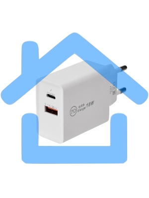 Сетевое зарядное устройство Rexant Type-C + USB 3.0 с Quick charge, белый