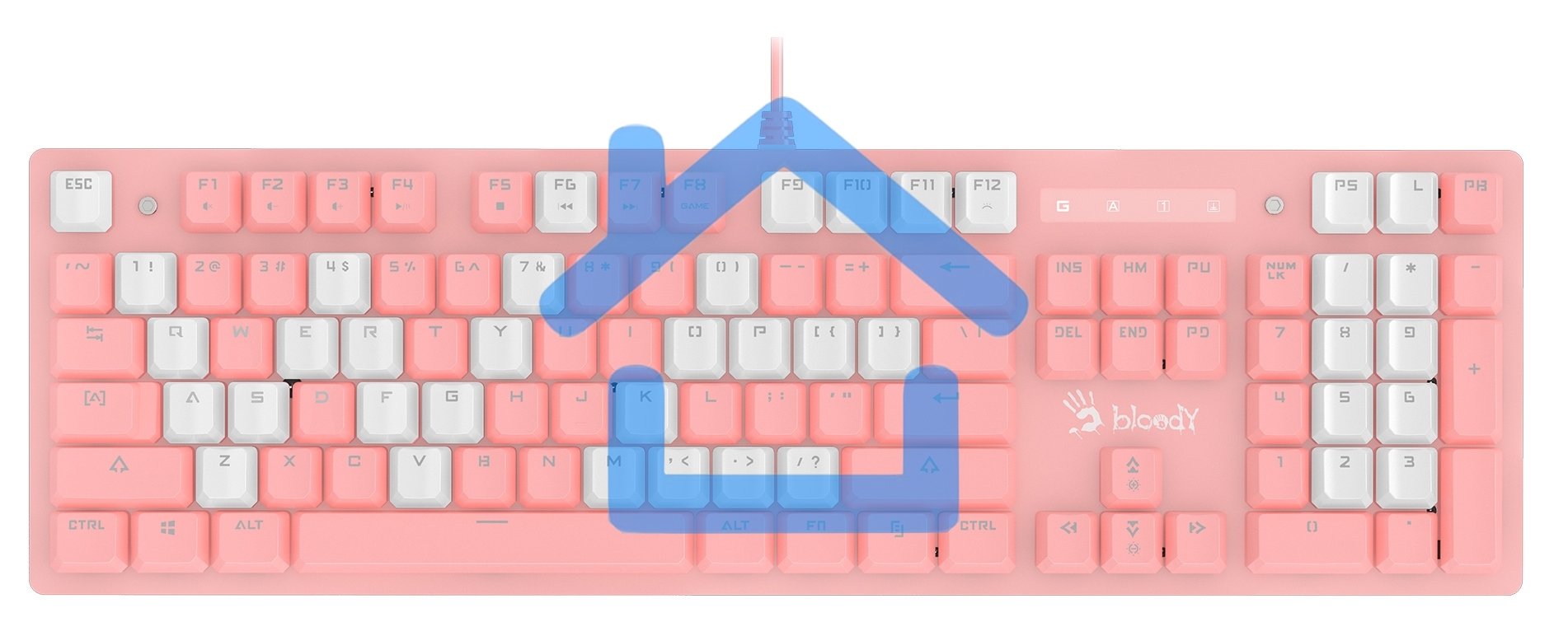Клавиатура A4Tech Bloody B800 Dual Color проводная USB розовый/белый