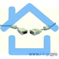 Кабель Gembird/Cablexpert CC-PPVGA-10m,Кабель VGA Premium, 15M/15M, 10м, серый, тройной экран, феррит.кольца