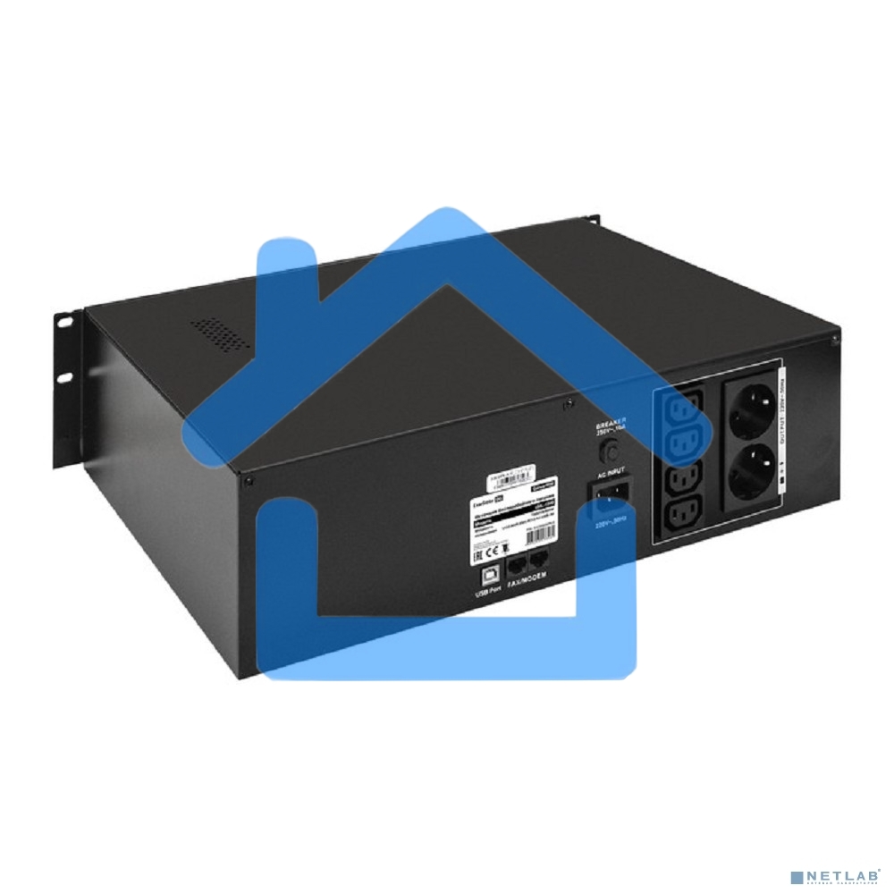 Источник бесперебойного питания ExeGate EX293056RUS ServerRM UNL-1500.LCD.AVR.2SH.4C13.RJ.USB.3U 1500VA/900W, LCD, AVR, 2*Schuko+4*C13, RJ45/11, USB, 3U, установка в стойку, черный