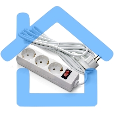 Удлинитель ExeGate EC-3-1.8W (EX279346RU), белый, 1,8 м, евровилка с заземлением, 3 евророзетки с заземлением, 2200 Вт