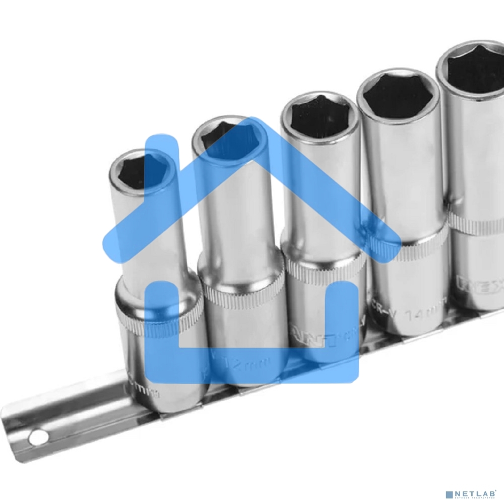 Набор удлиненных торцевых головок Rexant 1/2, шестигранные, CrV, 10 шт., 10-22 мм