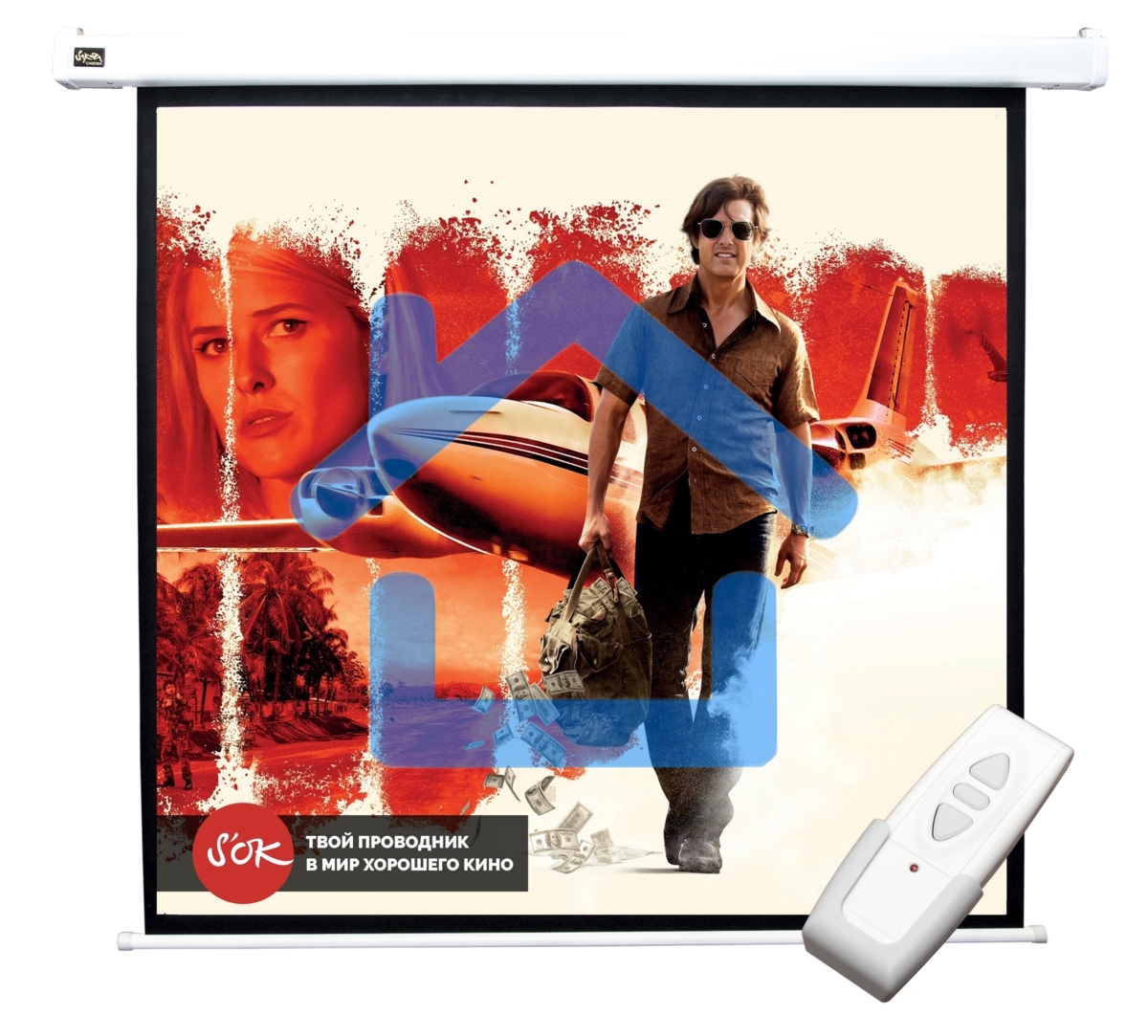 Экран Sakura 220x220см Motoscreen 1:1 настенно-потолочный(моторизованный) 123' Matt White (MW)