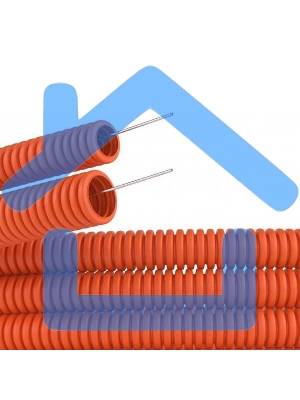 Труба гофрированная из ПНД с зондом ø 20 мм, оранжевая (100 м/уп.) Rexant