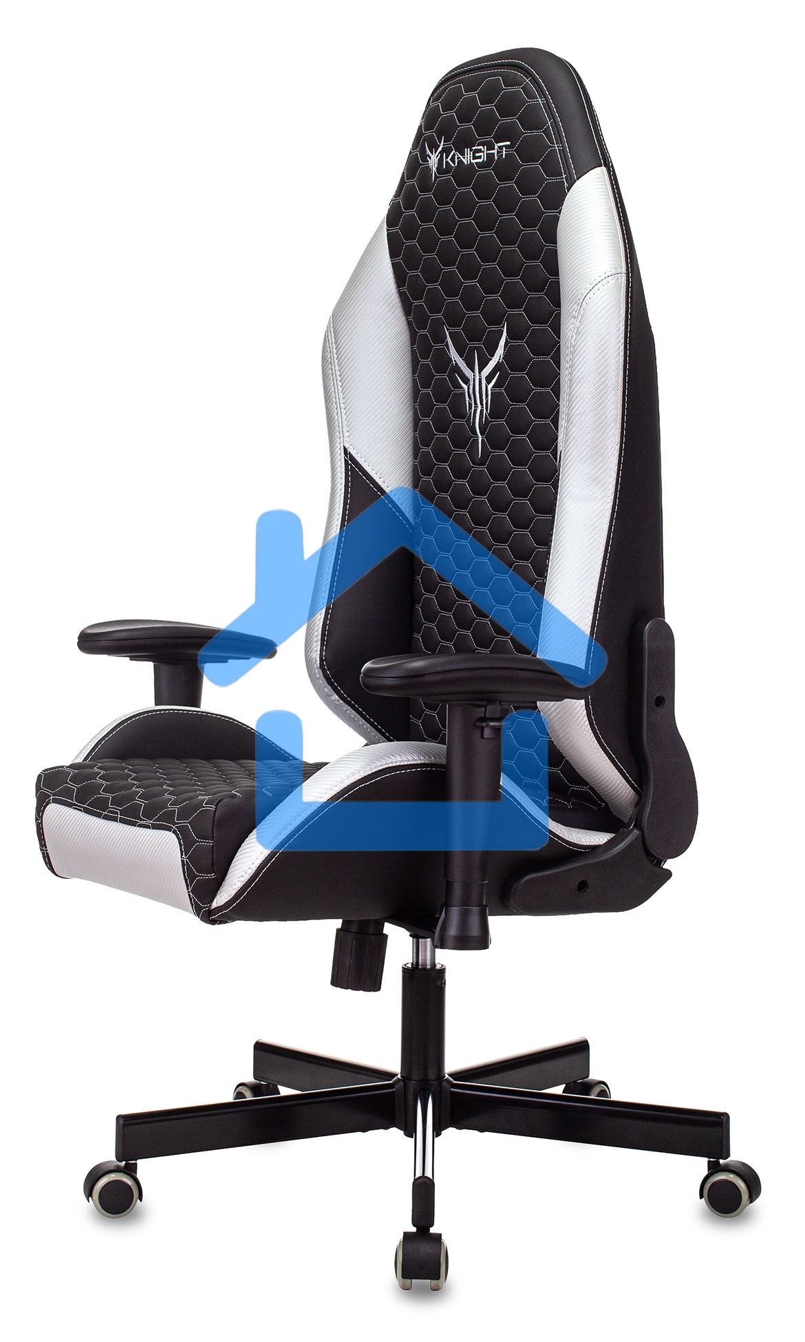 Кресло игровое Knight Neon черный/серебряный соты эко.кожа с подголов. крестовина металл