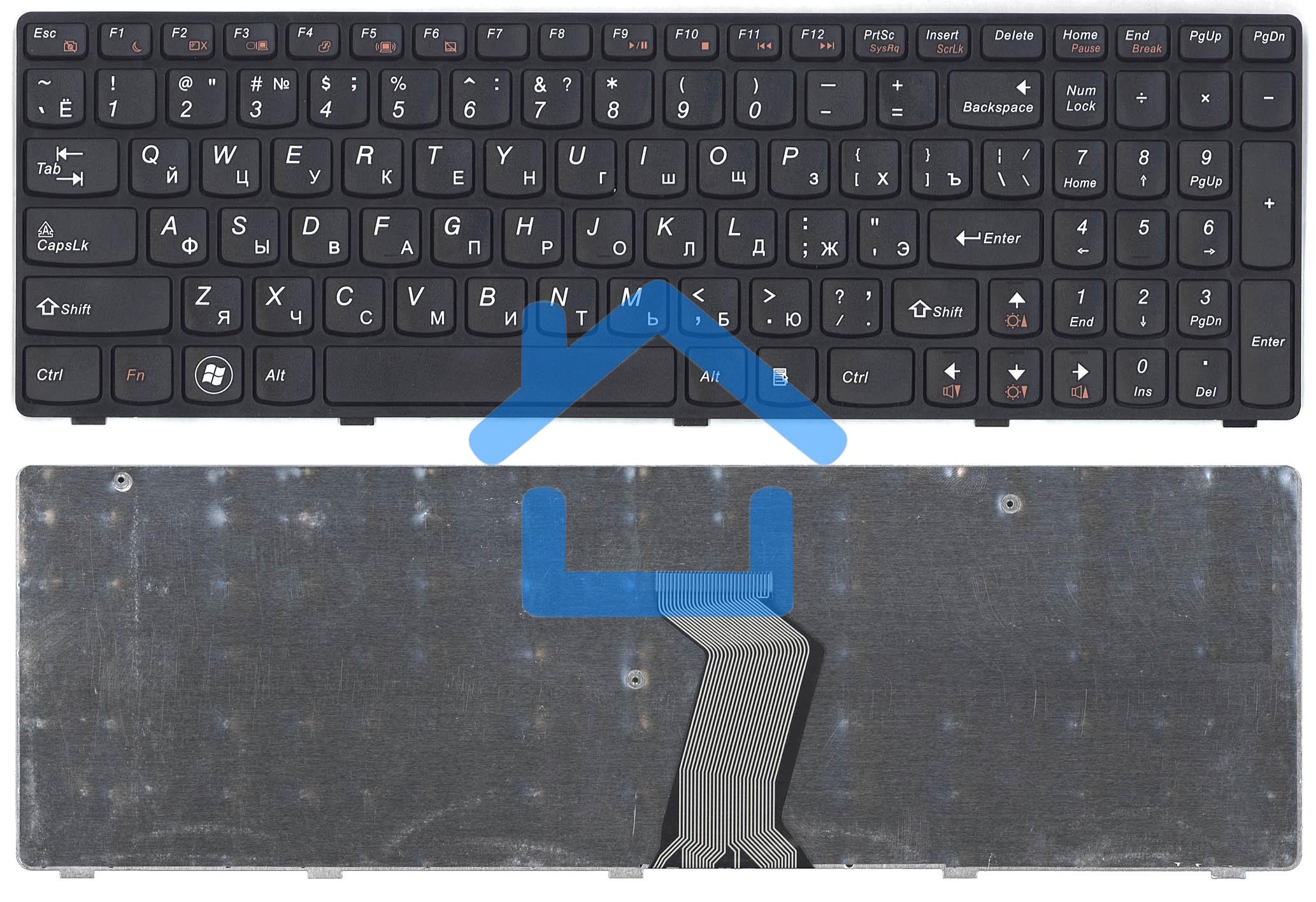 Клавиатура для ноутбука Lenovo Ideapad G580 G585 Z580 Z585 Z780 G780 черная с черной рамкой