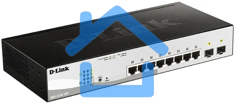 Коммутатор D-Link DGS-1210-10P/FL2A Управляемый L2 коммутатор с 8 портами 10/100/1000Base-T и 2 портами 1000Base-X SFP (8 портов PoE 802.3af/at, PoE бюджет 65 Вт)
