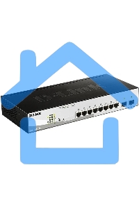 Коммутатор D-Link DGS-1210-10P/FL2A Управляемый L2 коммутатор с 8 портами 10/100/1000Base-T и 2 портами 1000Base-X SFP (8 портов PoE 802.3af/at, PoE бюджет 65 Вт)