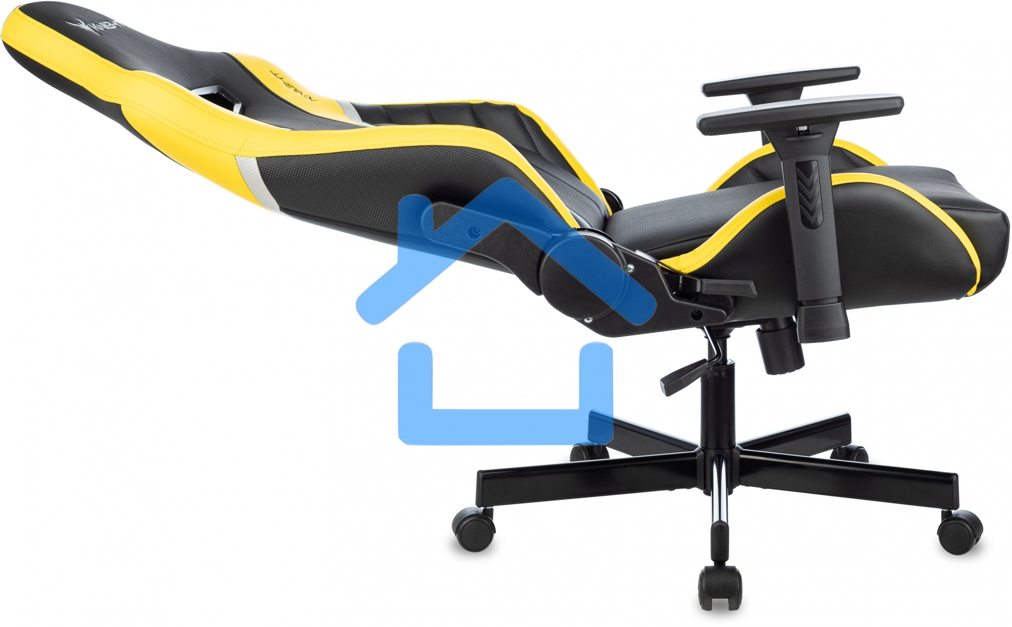 Кресло игровое Knight Thunder 5X черный/желтый эко.кожа крестов. металл
