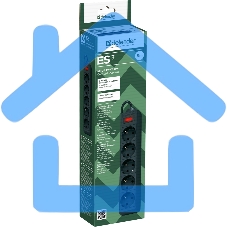 Сетевой фильтр Defender ES, 3.0м, 5 розеток, черный