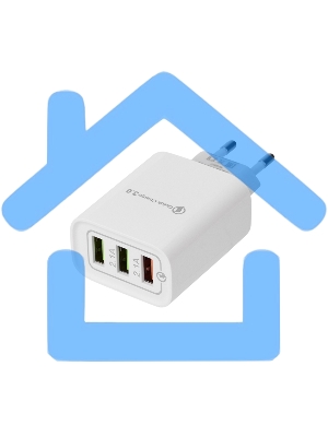 Сетевое зарядное устройство Rexant 3 x USB, 5V, 3 А + 1 А + 1 А, белый