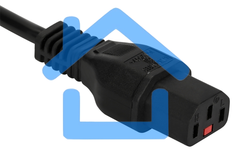 Шнур питания с блокировкой C13-Schuko прямая, 3х0.75, 220В, 10А, черный, 1.8 метра