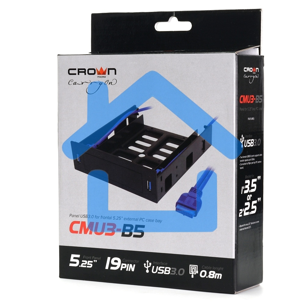 Панель с двумя портами USB 3.0 в слот 5.25 компьютерного корпуса и слот 1*3.5/2*2.5 CMU3-B5