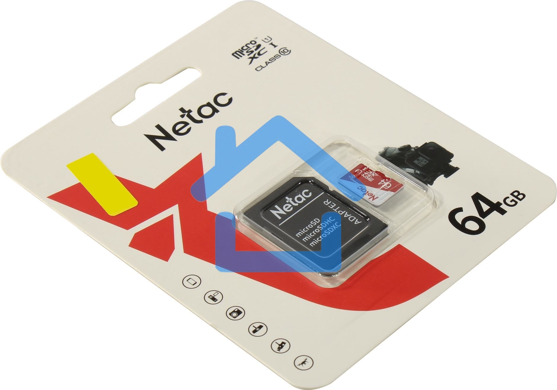 Карта памяти Netac P500 ECO 64Gb MicroSDXC U1/C10 up to 80MB/s, retail pack with SD Adapter