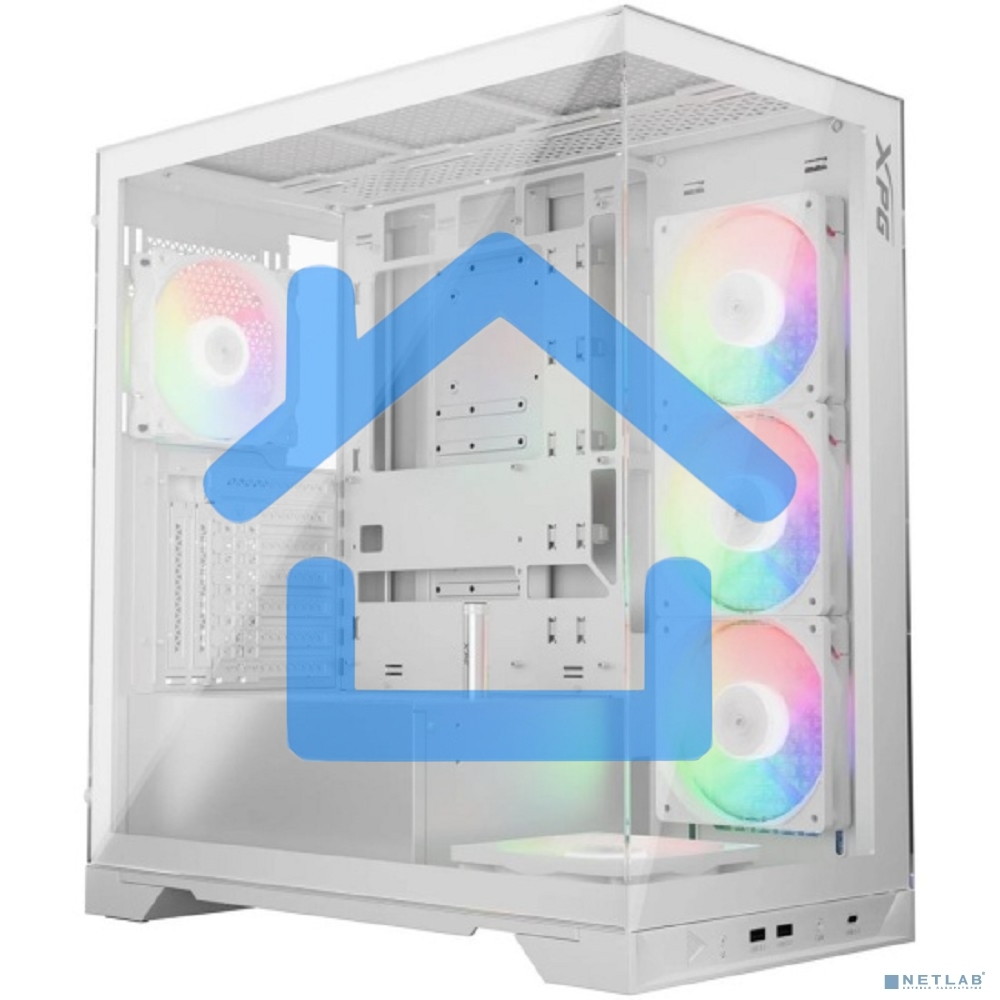 Компьютерный корпус XPG INVADER X WHITE (INVADERXMT-WHCWW) Mid-Tower Gaming ATX PC Case with Panoramic View, Tempered Glass Panels, and RGb Lighting Black