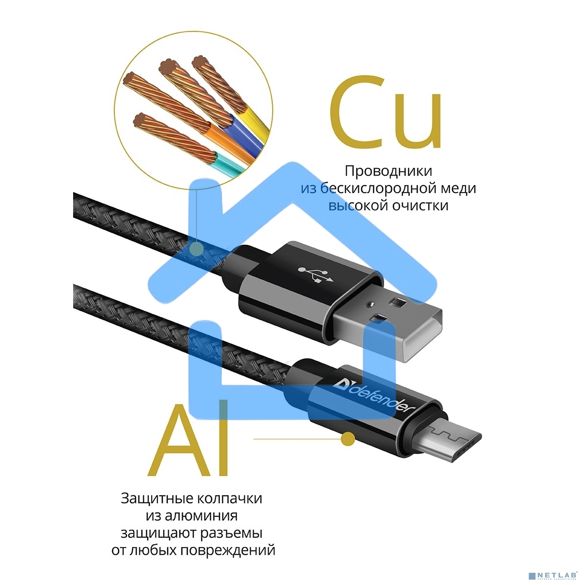 Кабель Defender USB2.0 TO MICRO-USB 1M черный USB08-03T