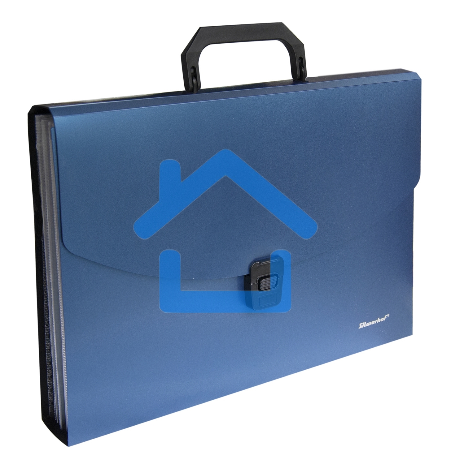 Папка-портфель Silwerhof Perlen 322716-02 6 отделений, A4, пластик, синий металлик