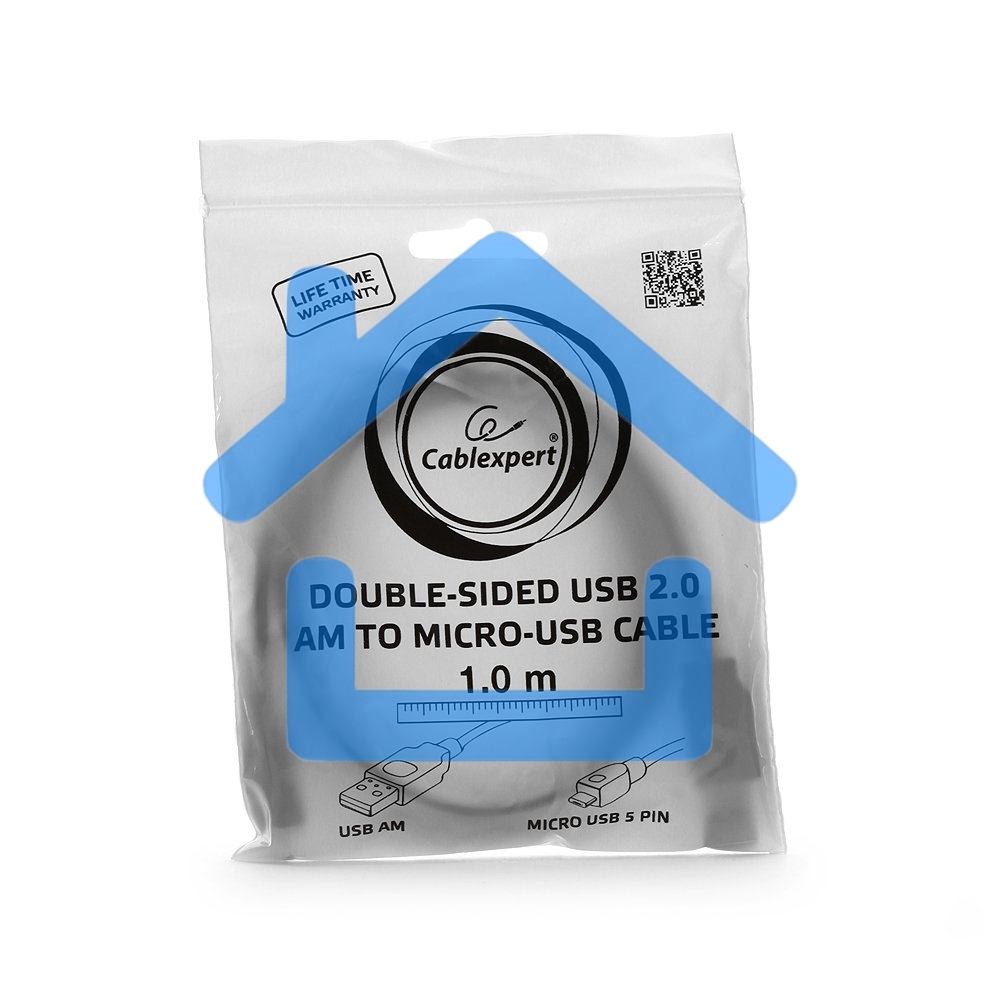 Кабель Gembird/Cablexpert CC-mUSB2D-1M, Кабель USB 2.0, мультиразъем USB, AM/microB 5P, 1м, пакет