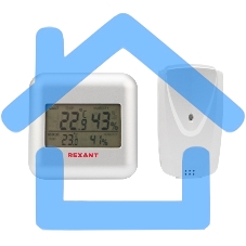 Термометр электронный Rexant S3341BF с часами и беспроводным выносным датчиком