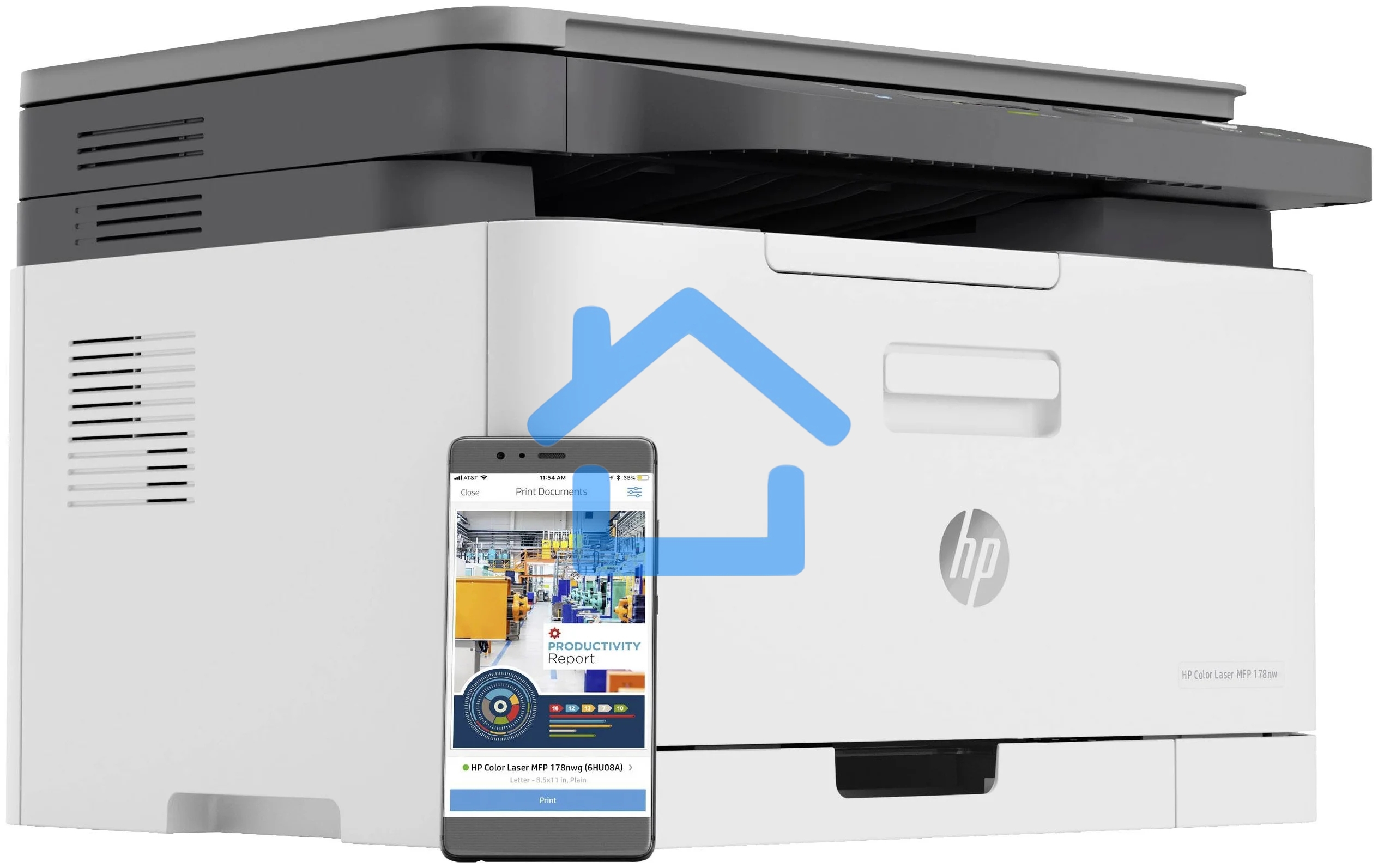 МФУ лазерное HP Color 178nw (4ZB96A), A4, цветной, печ. до 18 стр/мин. (ч/б) до 4 стр/мин. (цвет), 600 x 600 dpi, USB, RJ-45, Wi-Fi, Air Print, Mopria