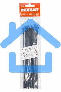 Хомут-стяжкa нeйлонoвая Rexant 200x3,6 мм, черная, упаковка 25 шт.