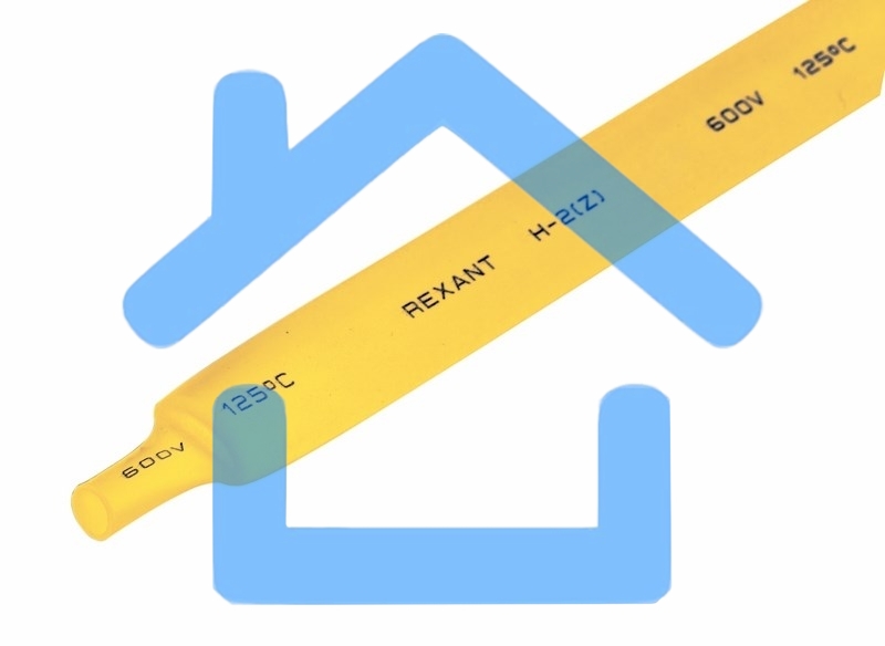 Термоусаживаемая трубка Rexant 12,0/6,0 мм, желтая, упаковка 50 шт. по 1 м
