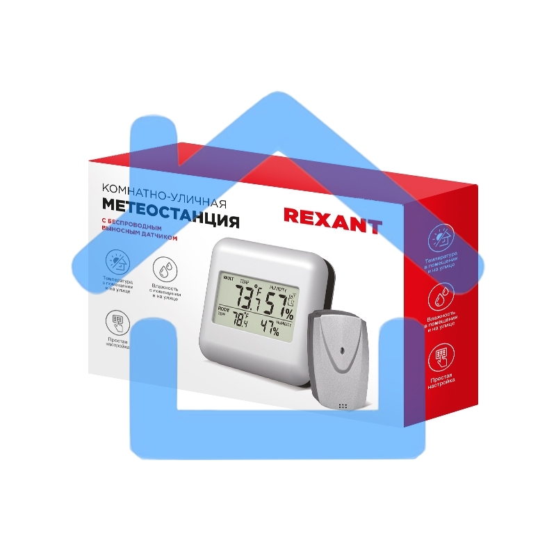 Термометр электронный Rexant S3341BF с часами и беспроводным выносным датчиком