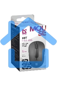 Мышь беспроводная Defender Hit MM-495 черный, 1600 dpi, радиоканал, USB, кнопки - 3