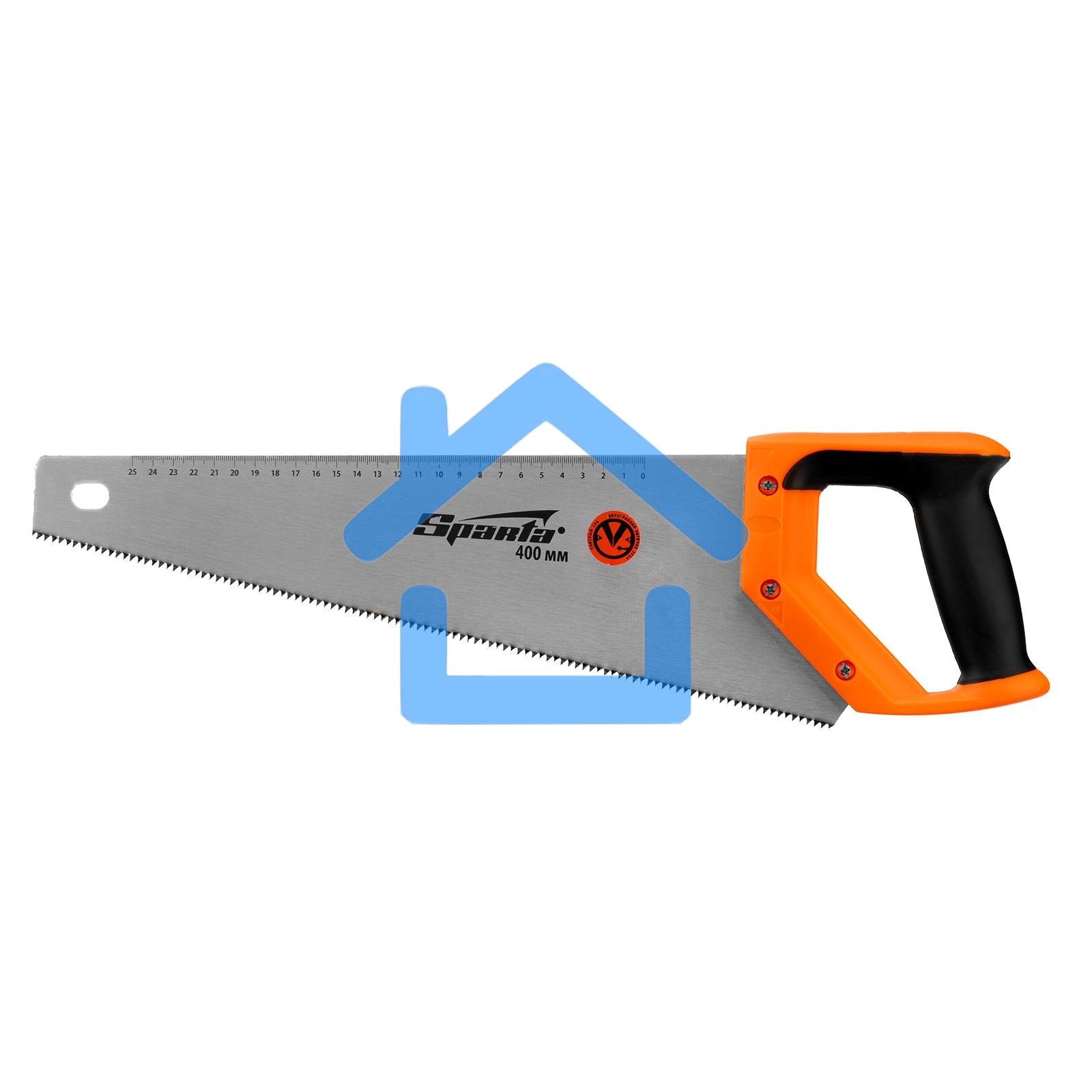 Ножовка по дереву Sparta 400 мм, 7-8 TPI, зуб-2D, каленый зуб, линейка, двухкомпонентная рукоятка