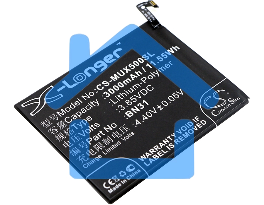 Аккумулятор CameronSinoCS-MUX500SL BN31 для Xiaomi 5X, MDE63.85V / 3000mAh / 11.55Wh