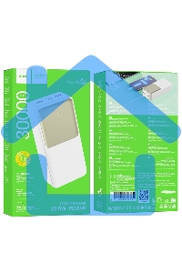 Портативный аккумулятор Hoco J136B, 30000мА·ч, QC/PD, 3A, с дисплеем, белый