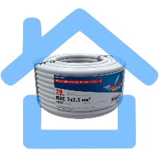 Провод соединительный ПВС 3x2,5 мм², длина 20 метров, ГОСТ 7399-97 Rexant