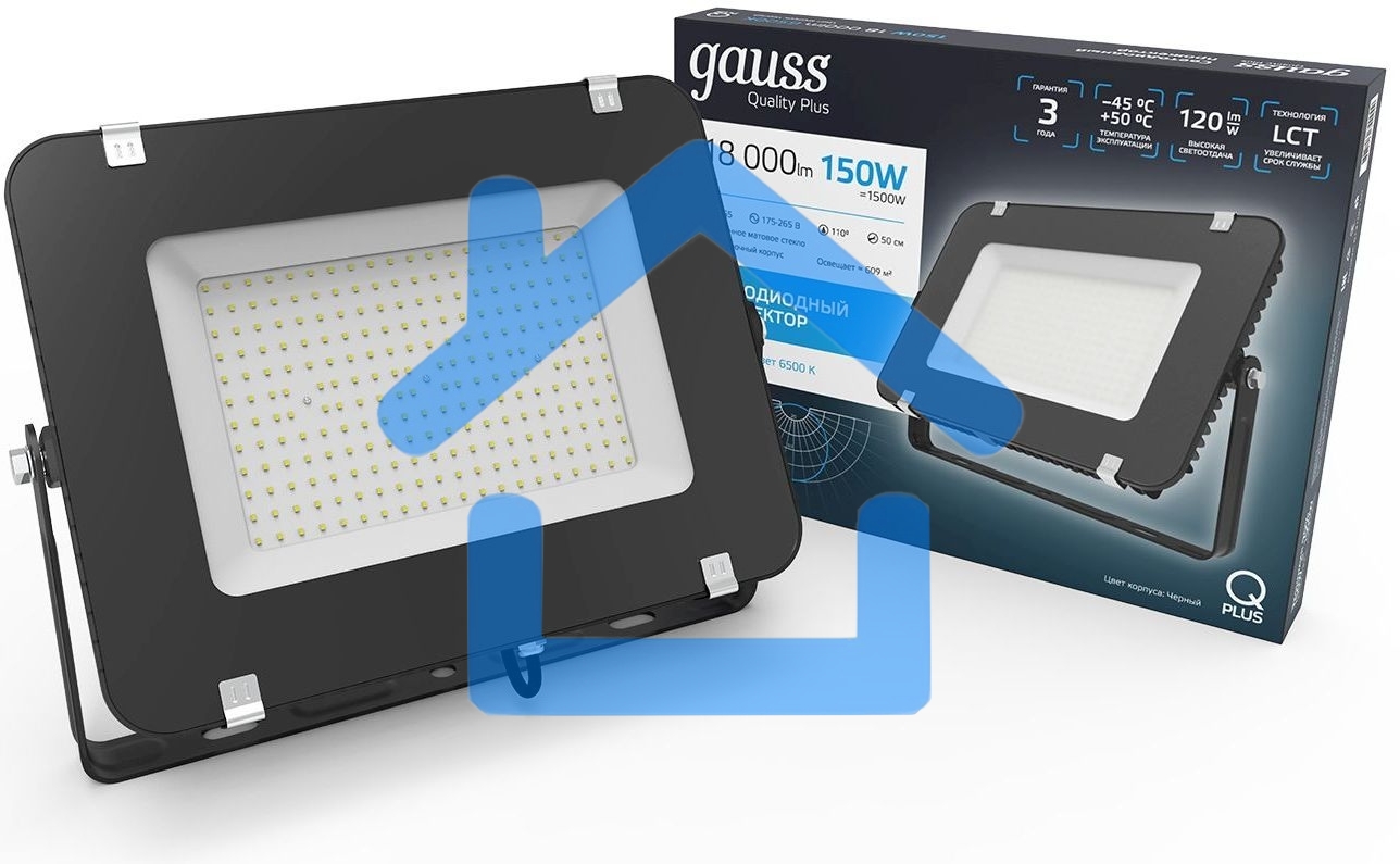 Прожектор светодиодный GAUSS 613100150150Вт IP65 6500к черный 1/4