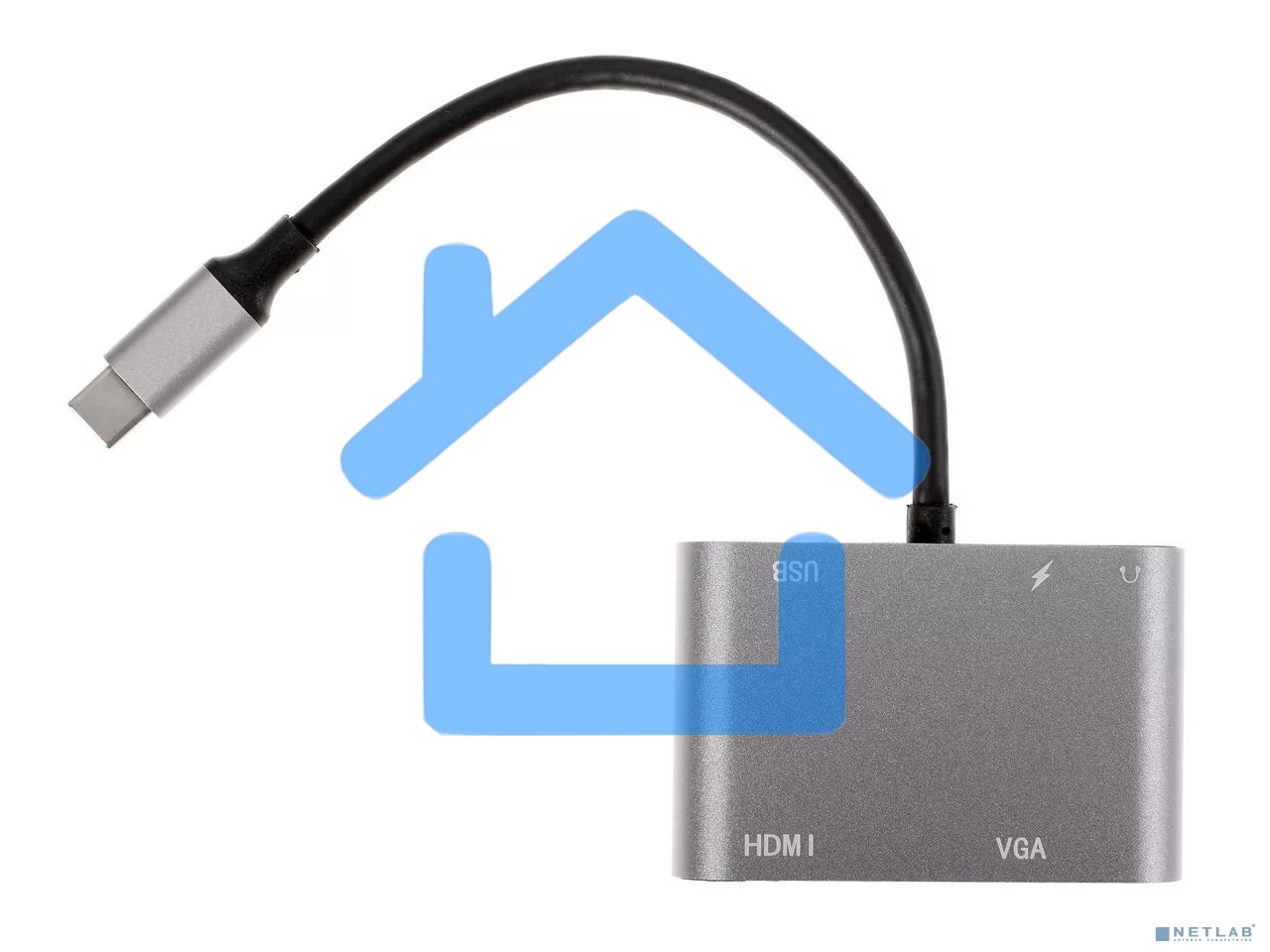 Адаптер USB Type-Cm-->VGA, HDMI 4k*30Hz, USB3.0, PD, Audio,iOpen (Aopen/Qust/VCOM)