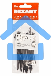 Хомут-стяжкa нeйлонoвая Rexant 100x2,5 мм, черная, упаковка 25 шт.