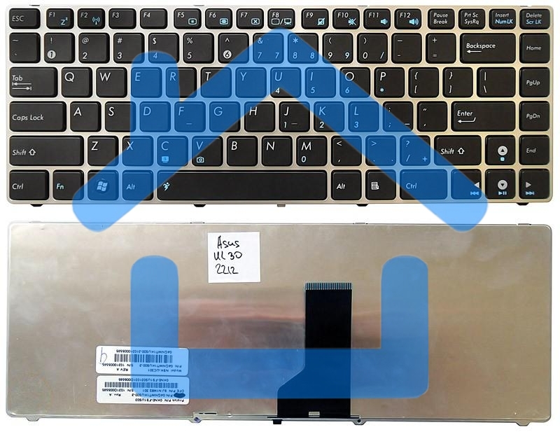 Клавиатура для ноутбука Asus UL30 K42 черная с серебристой рамкой