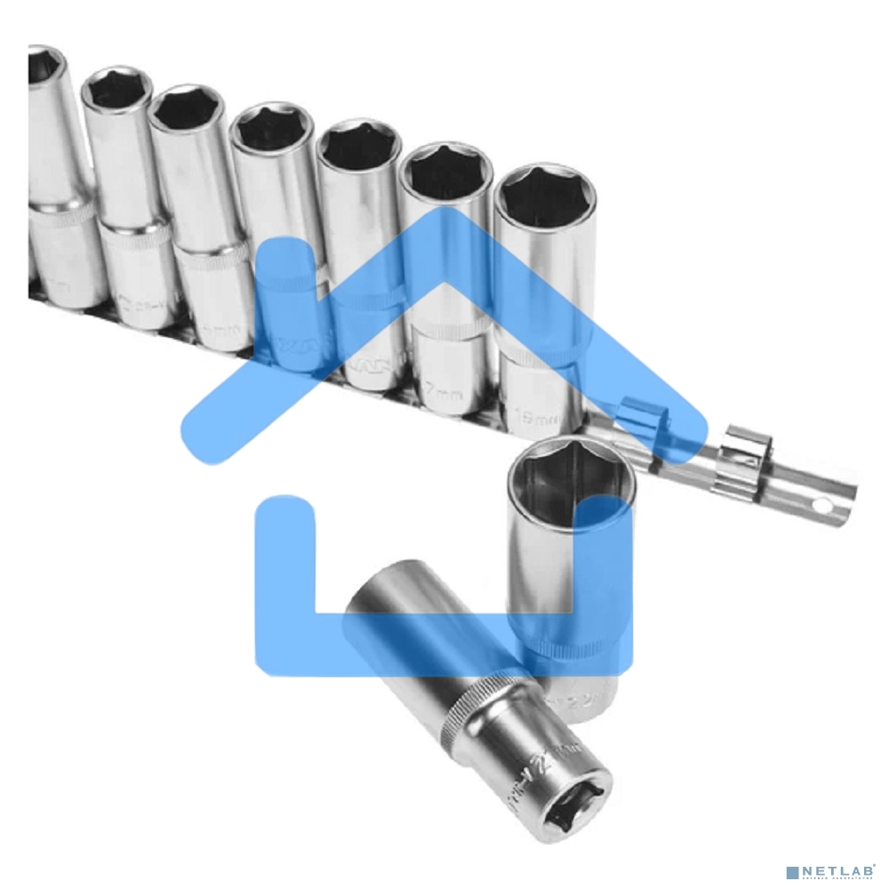 Набор удлиненных торцевых головок Rexant 1/2, шестигранные, CrV, 10 шт., 10-22 мм